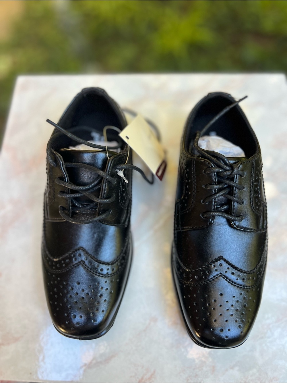 Deer Stags Black Boys' Brogue Wingtip Oxfords